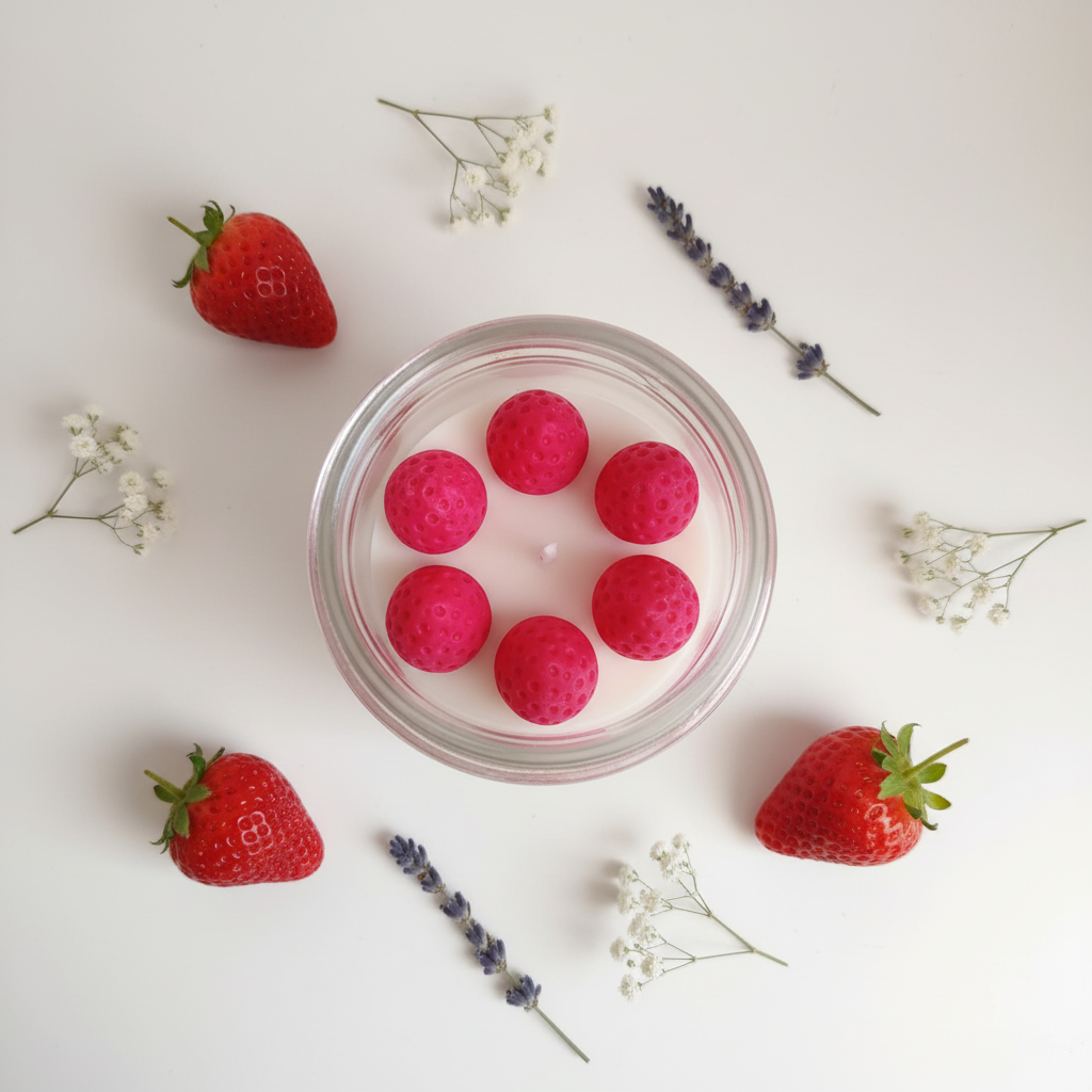Vela de Soja Fresas con Nata - vista cenital