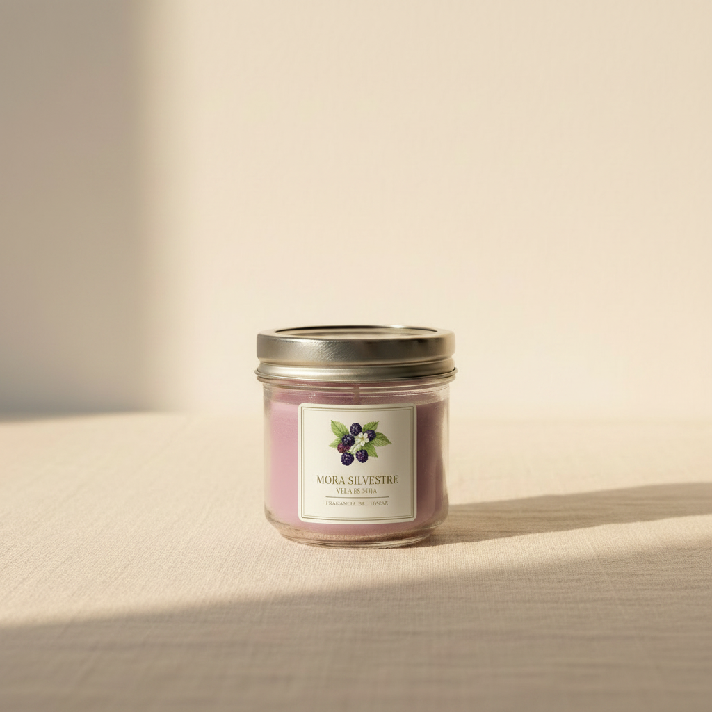 Vela Mora Silvestre con etiqueta cuadrada - luz natural
