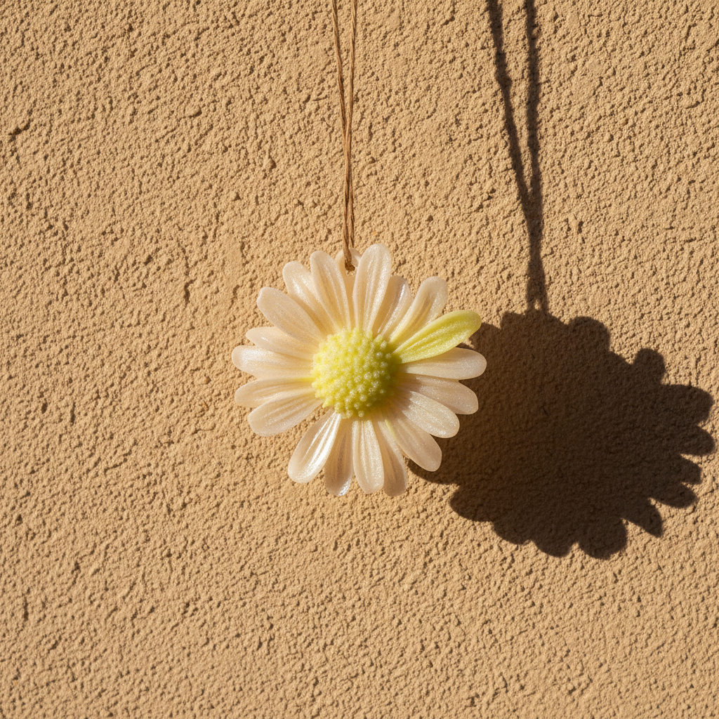 Ambientador artesanal margarita jazmín colgando pared estuco mediterráneo sombra sol verano