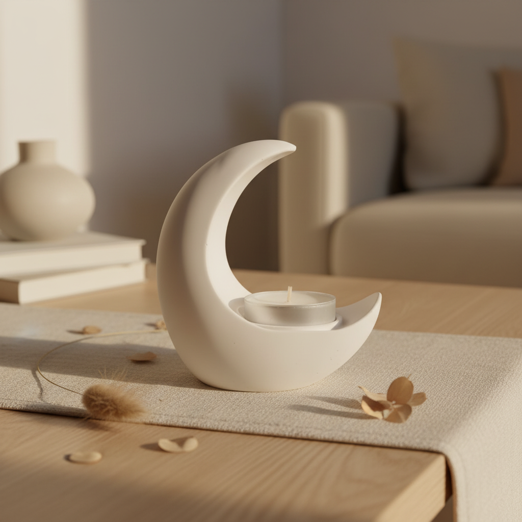 Luna Portavelas con velita · Hogar Minimalista