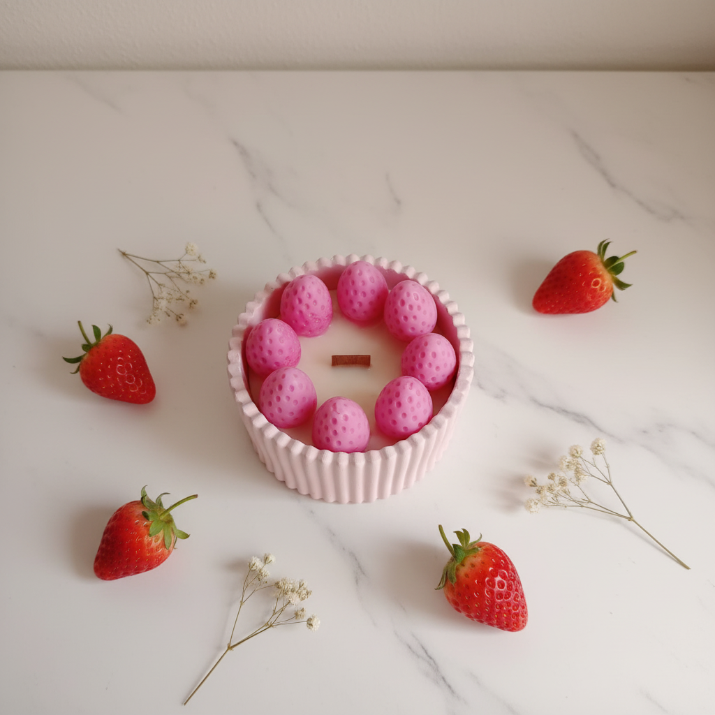 Vela Fresas con Nata · Base Acanalada
